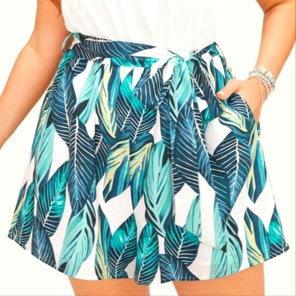 Tropical Patchwork Printed Cami Belted Romper - Picture 2 of 11